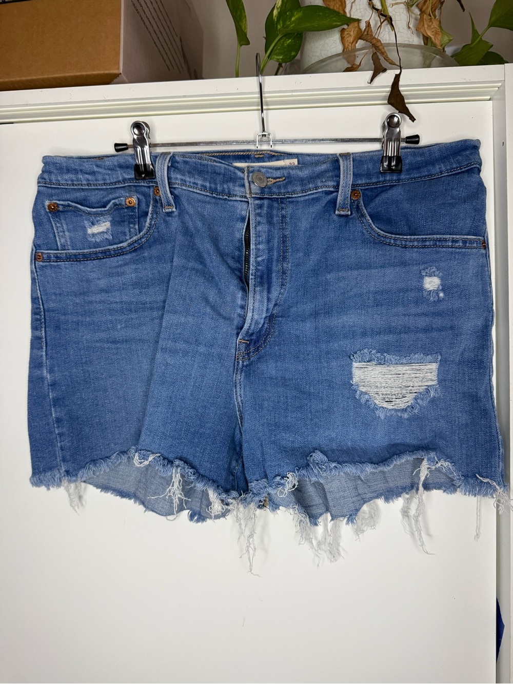 Levi's Distressed Light Blue Denim Cutoff Shorts